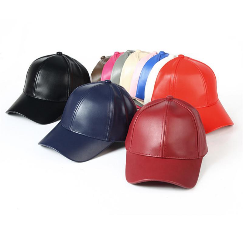 Baseball Cap Structured - 1PC Unisex Solid ผู้ชายผู้หญิงเบสบอลหมวก PU หนัง