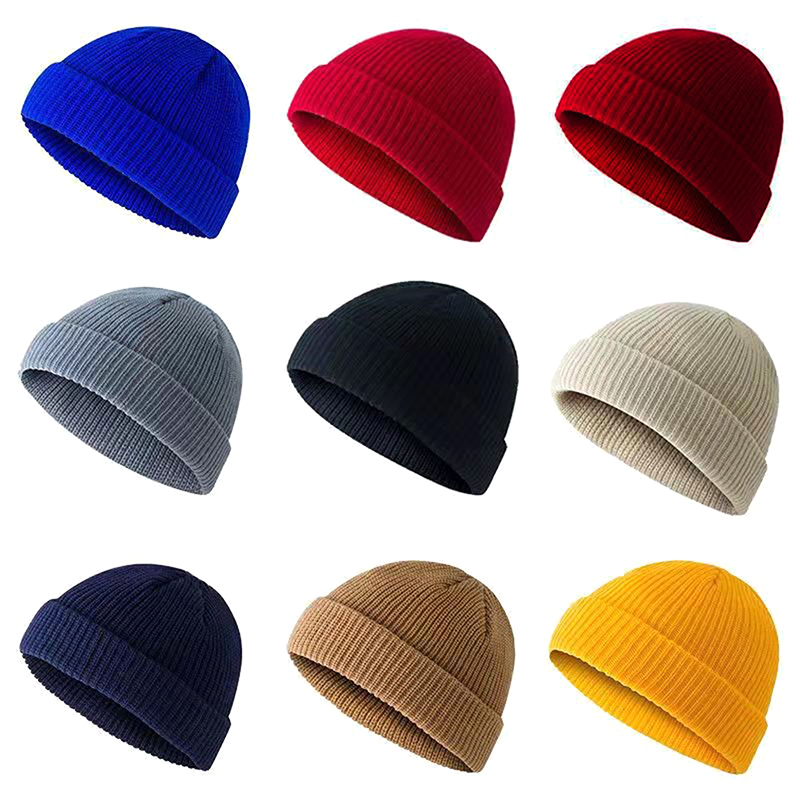 Beanie Cuffed Knit - ฤดูหนาว WARM Unisex ขนสัตว์ Beanies หมวกหมวกชาวประมงสําหรับชายสั้นถักนาฬิกาหมวก
