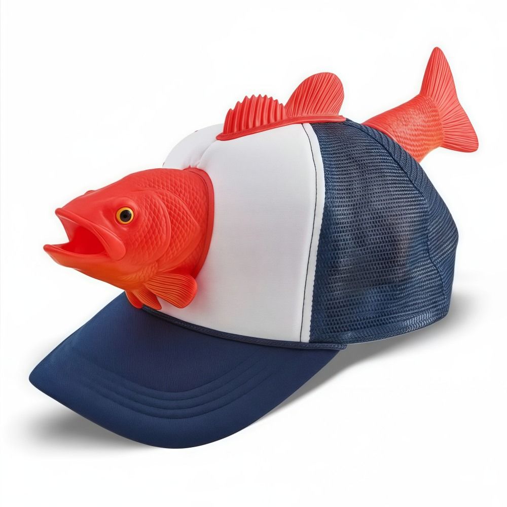 Trucker Cap Mesh - หมวกแก๊ปตาข่ายลายปลา 3 มิติ ตลกๆ ปรับขนาดได้ ระบายอากาศดี
