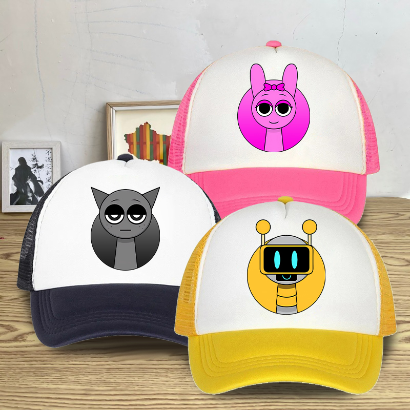 Trucker Cap Mesh - หมวกแก๊ปตาข่ายฤดูร้อน Sprunki สำหรับเด็กชายและเด็กหญิง แฟชั่นลำลอง ระบายอากาศได้ดี แบบยูนิเซ็กส์