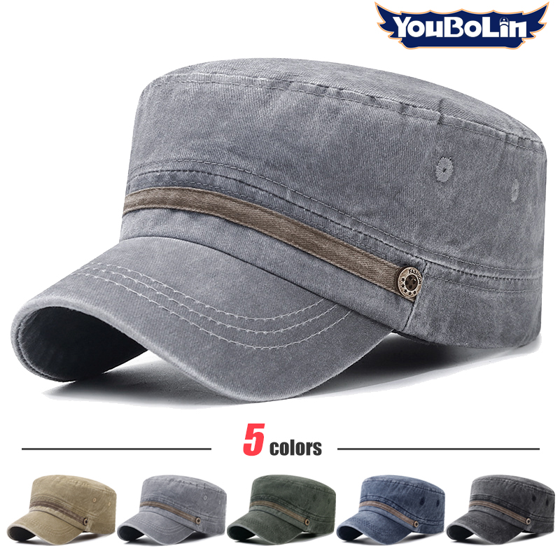 Dad Hat Cotton - หมวกผ้าฝ้ายแบบซักได้, หมวกผ้าฝ้ายทรงแบนแบบเก่า, หมวกผ้าฝ้ายระบายอากาศได้ดีแบบติดกระดุม, หมวกกันแดดสำหรับคุณพ่อวัยกลางคนและวัยรุ่น