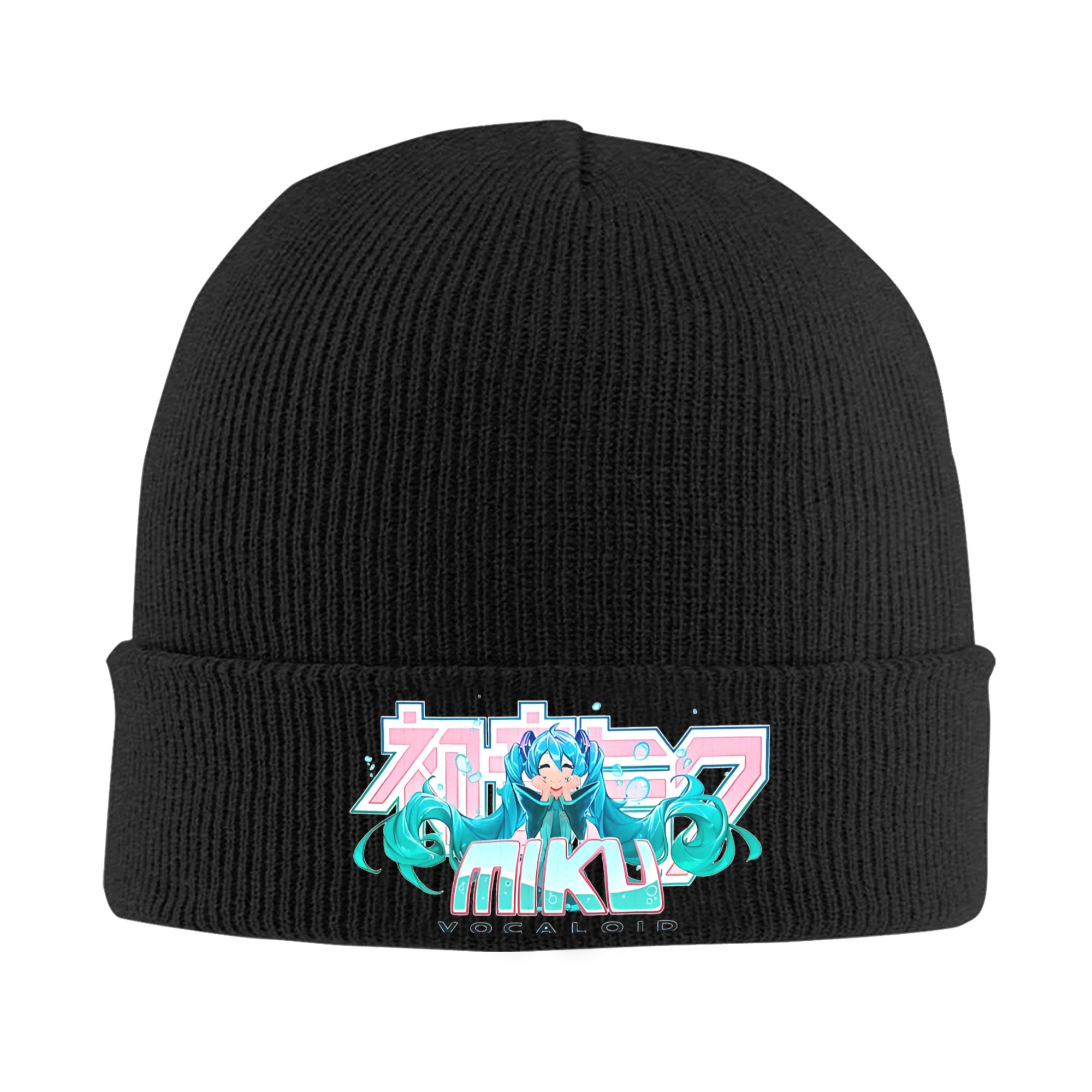 Beanie Cuffed Knit - หมวกไหมพรมฮัตสึเนะ มิคุ แบบมีขอบพับ สำหรับผู้ชายและผู้หญิง หมวกถักกันหนาวสำหรับฤดูหนาว