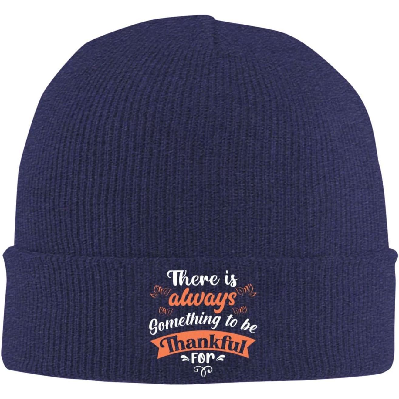 Beanie Cuffed Knit - มีสิ่งที่ต้องขอบคุณเสมอ หมวกบีนนี่สำหรับผู้ชายและผู้หญิง หมวกไหมพรมถักนุ่ม อุ่น สำหรับฤดูหนาว หมวกทรงสกัลแคป