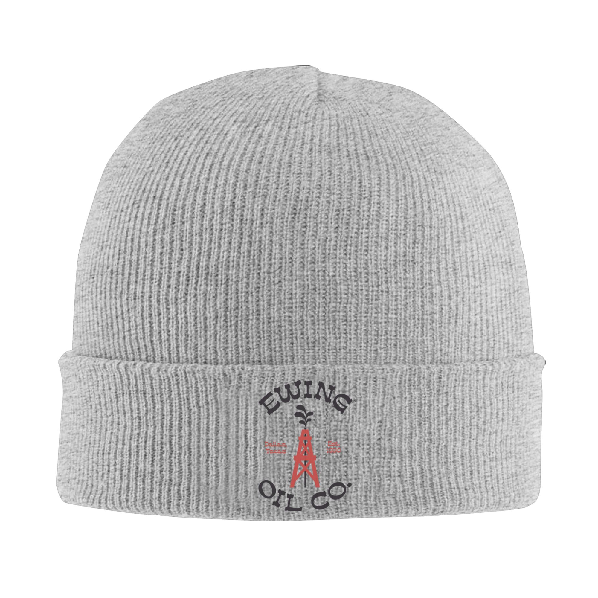 Beanie Cuffed Knit - บริษัท Ewing Oil Co. ดัลลัส หมวกบีนนี่ถักลายริบสำหรับฤดูหนาว