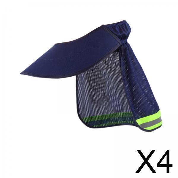 Sun Hat Wide Brim - 4x หมวกนิรภัยแบบมีแถบสะท้อนแสง พร้อมแผ่นปิดคอ ปีกกว้าง ป้องกันแสงแดด สำหรับคนงานก่อสร้าง