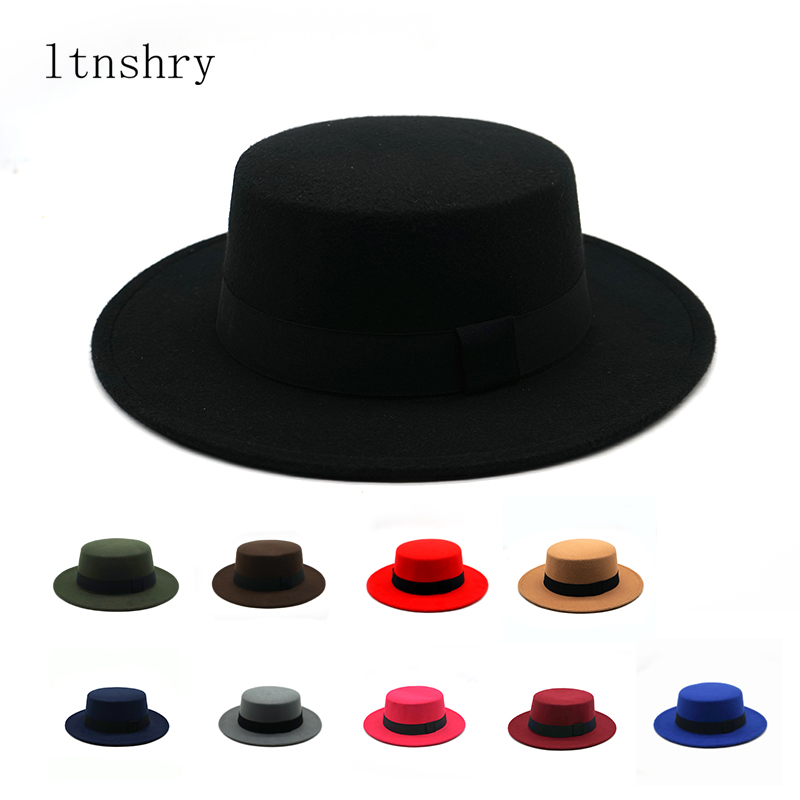 Fedora Hat Wool - ฤดูหนาวฤดูใบไม้ร่วงขนสัตว์เทียมผู้หญิงผู้หญิงผู้ชายผู้หญิง Fedoras Top แจ๊สยุโรปอเมริกันรอบหมวก Bowler หมวก