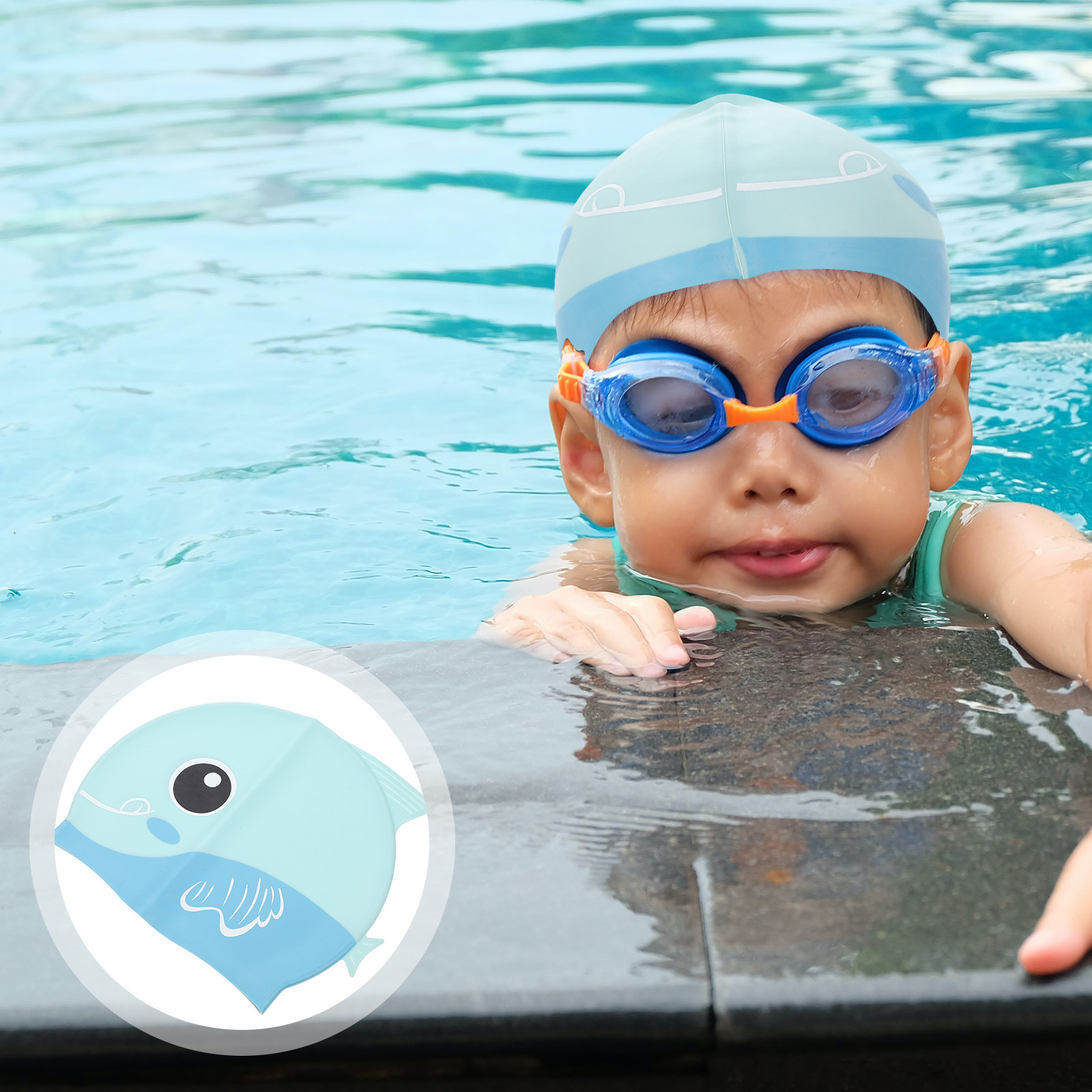 Swim Hat Silicone - หมวกว่ายน้ำซิลิโคน หมวกเด็ก ลายการ์ตูน ปีกหมวกยาว กันน้ำ น้ำหนักเบา