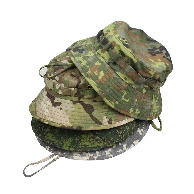 Boonie Hat Tactical - Camouflage Boonie หมวก Multicam หมวกปานามาผู้ชายกีฬายุทธวิธีการล่าสัตว์ตกปลาเดินป่าปีนเขา Windproof