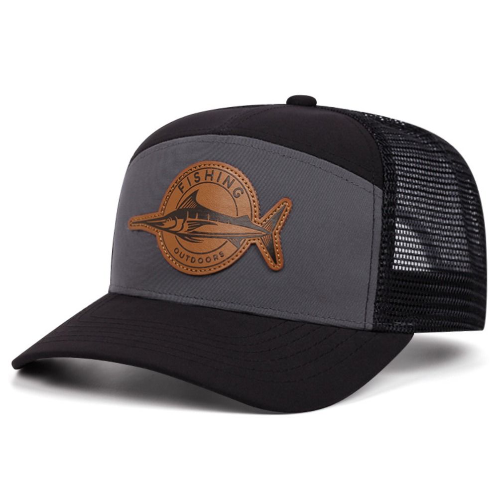 Trucker Cap Mesh - หมวกตกปลาลายฉลามฤดูร้อน หมวกเบสบอลแบบเจ็ดแผงปรับได้ หมวกตาข่ายผ้าฝ้าย หมวกทรัคเกอร์ ฮิปฮอป