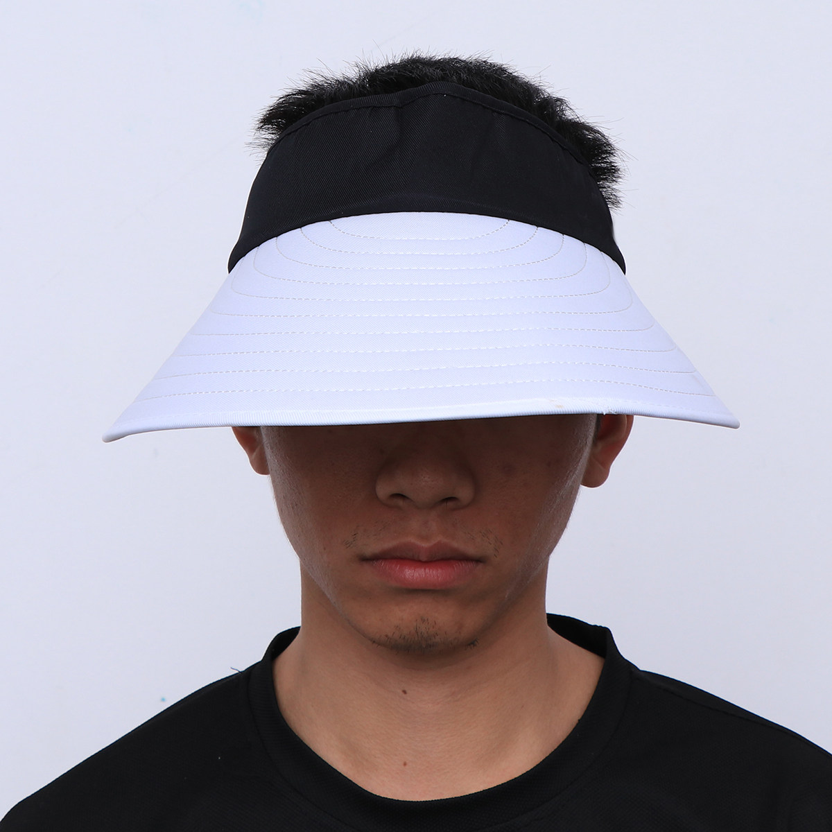 Running Cap Lightweight - หมวกเทนนิสแบบยูนิเซ็กส์ ปรับขนาดได้ น้ำหนักเบา ดีไซน์พับได้ หมวกกีฬาสำหรับกิจกรรมกลางแจ้ง สีขาวดำ