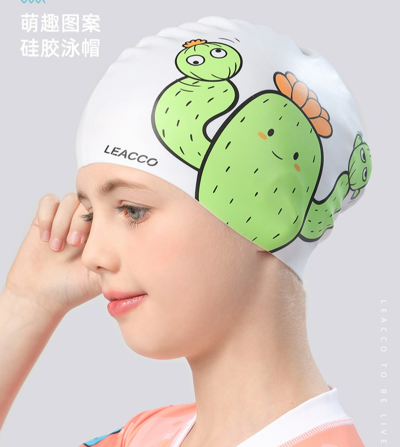 Swim Hat Silicone - หมวกว่ายน้ำซิลิโคนกันน้ำสำหรับเด็ก ป้องกันหู หมวกว่ายน้ำลายการ์ตูนน่ารักสำหรับเด็กชายและเด็กหญิง หมวกว่ายน้ำสำหรับผมยาว อุปกรณ์อาบน้ำ