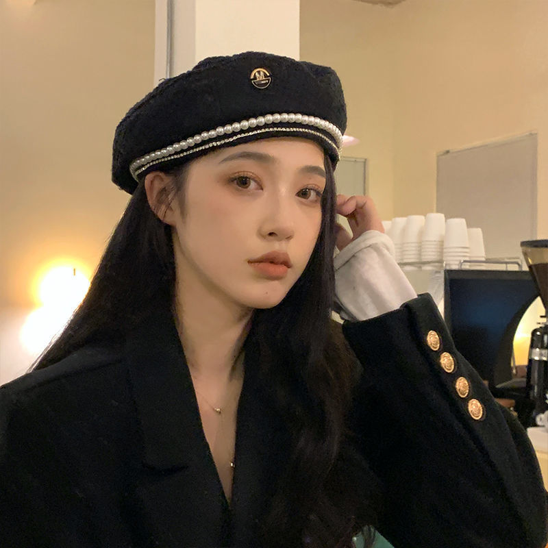 W102ฤดูหนาว Beret,โซ่,ไข่มุก,H - Beret French Wool บทวิจารณ์และราคา