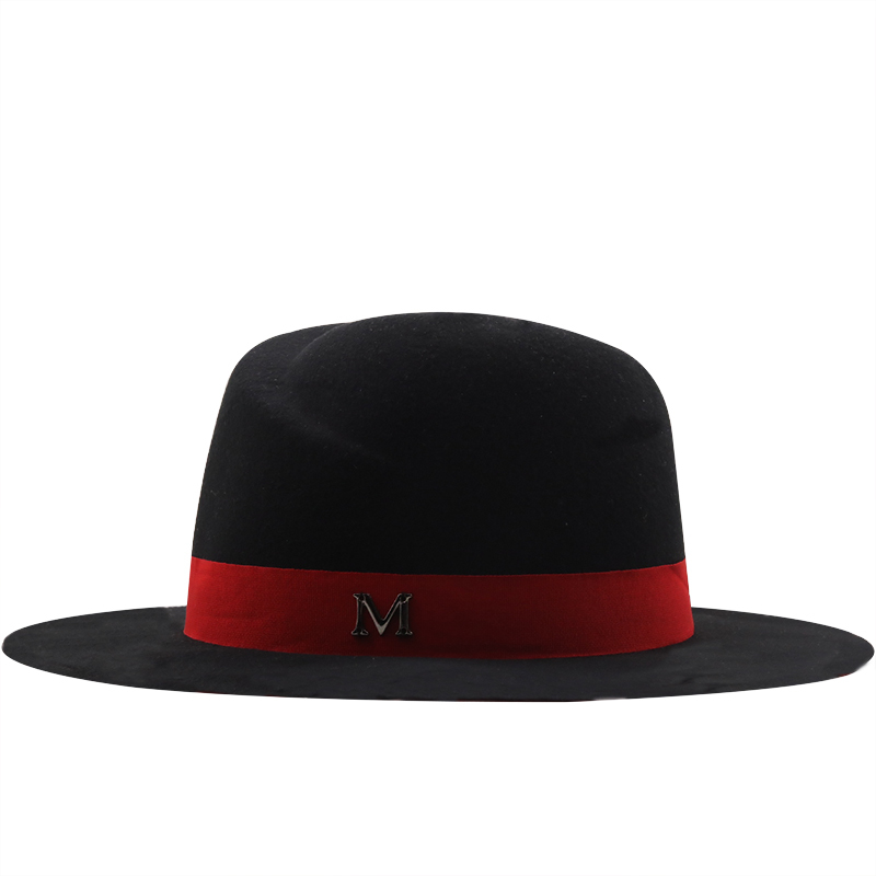 ใหม่ด้านนอกสีดำด้านในสีแดงขนสั - Fedora Hat Wool บทวิจารณ์และราคา