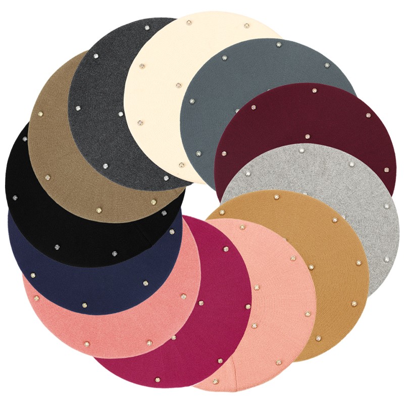 หมวกเบเร่ต์ผู้หญิงประดับคริสตั - Beret French Wool บทวิจารณ์และราคา