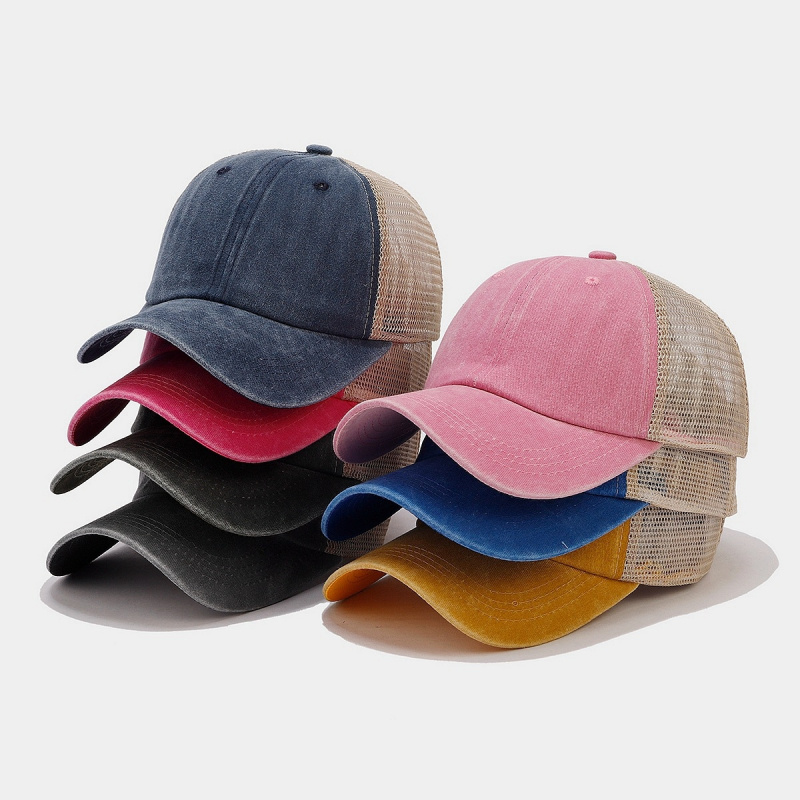 หมวกแก๊ปยีนส์วินเทจแบบตาข่ายด้ - Trucker Cap Mesh บทวิจารณ์และราคา