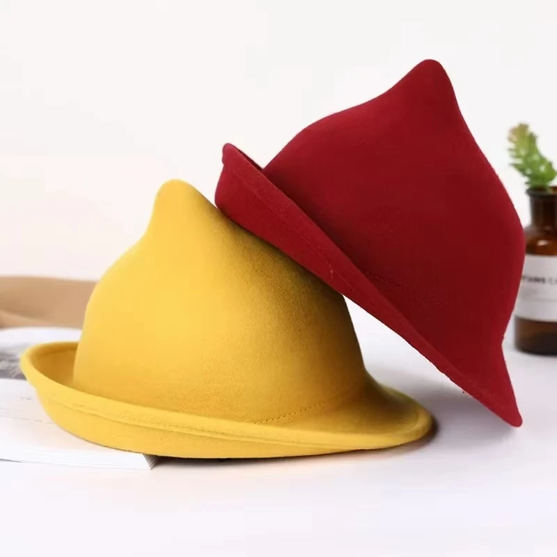 แฟชั่นแม่มด 100% ขนสัตว์ชี้หมว - Fedora Hat Wool บทวิจารณ์และราคา