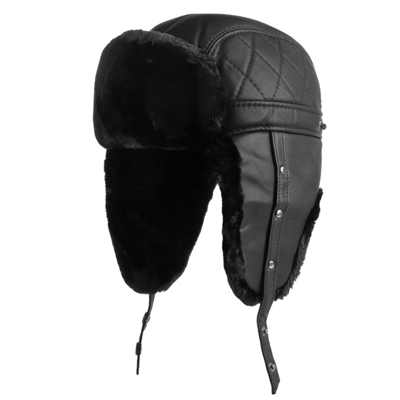 HT4002หนัง PU แบบใหม่หมวกรัสเซ - Winter Trapper Hat บทวิจารณ์และราคา