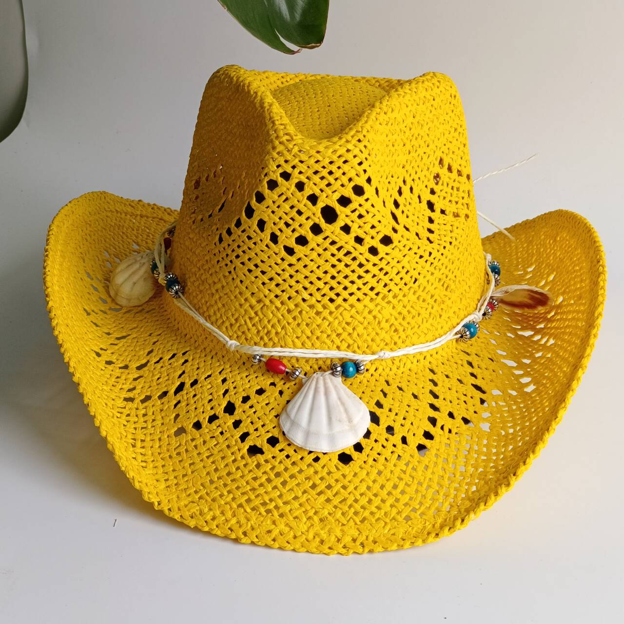 หมวกคาวบอยสีเหลืองสดใส หมวกฟาง - Cowboy Hat Straw บทวิจารณ์และราคา