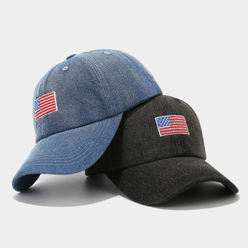 หมวกเบสบอลยีนส์วินเทจปักลายธงช - Dad Hat Cotton บทวิจารณ์และราคา