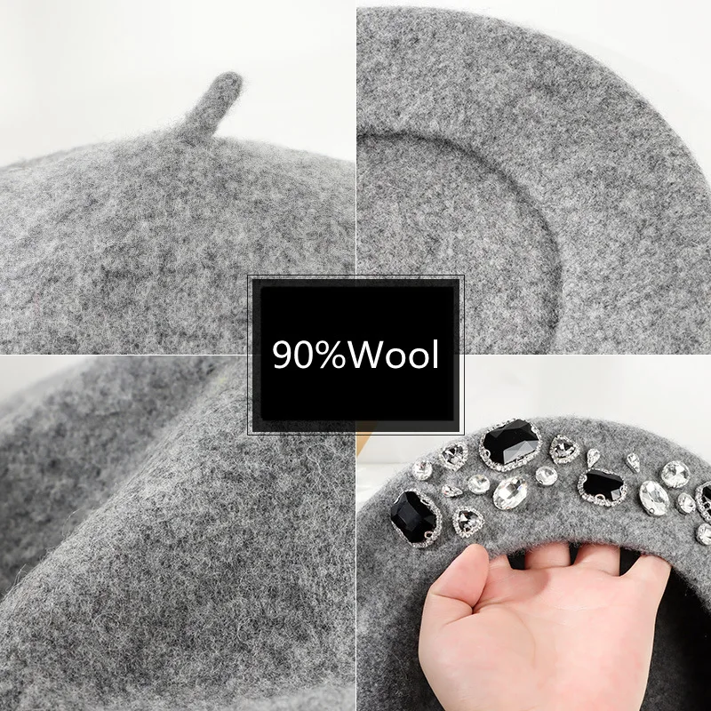หมวกเบเร่ต์ฝรั่งเศส ตกแต่งด้วย - Beret French Wool บทวิจารณ์และราคา