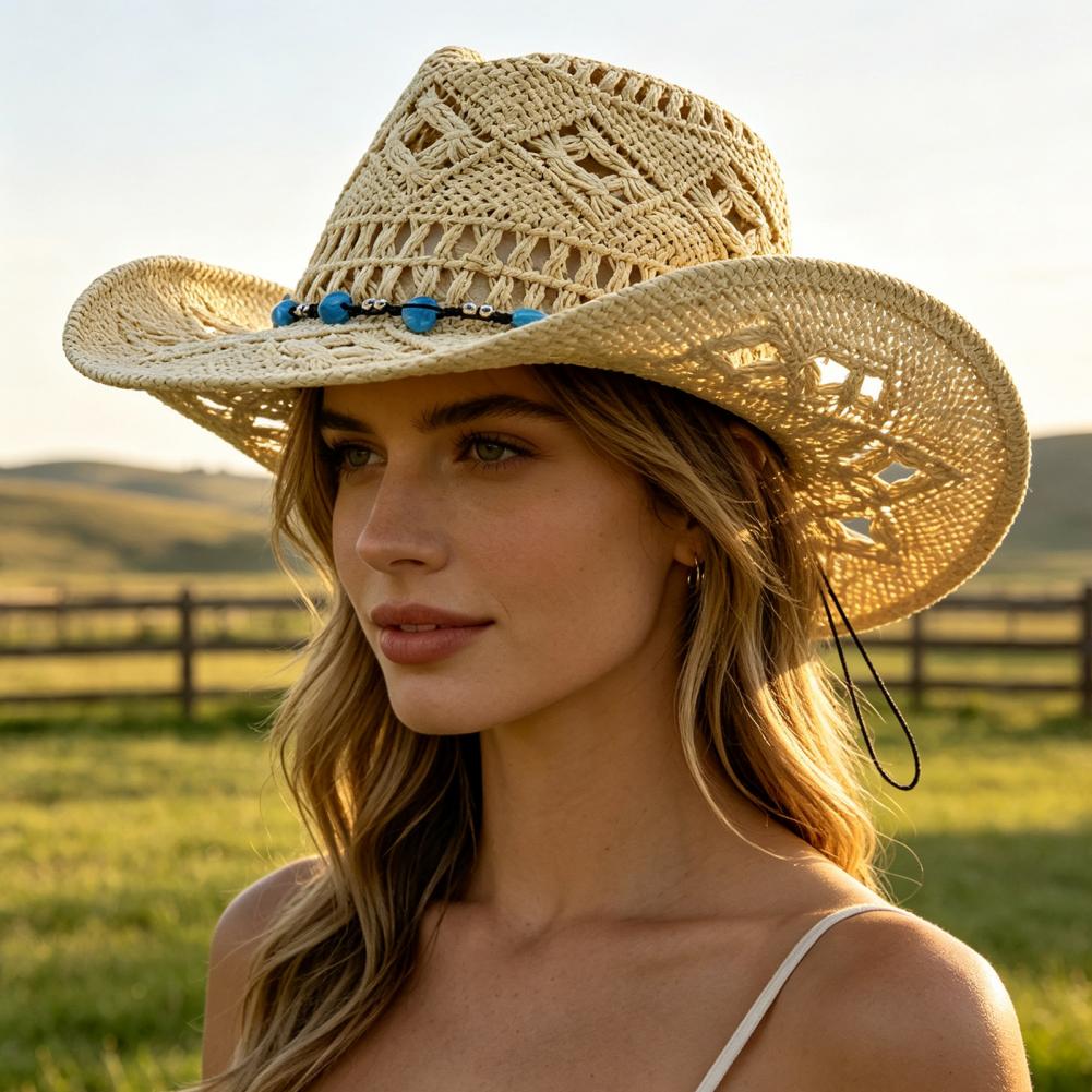 หมวกคาวบอยปีกกว้าง หมวกทำสวนที - Cowboy Hat Straw บทวิจารณ์และราคา