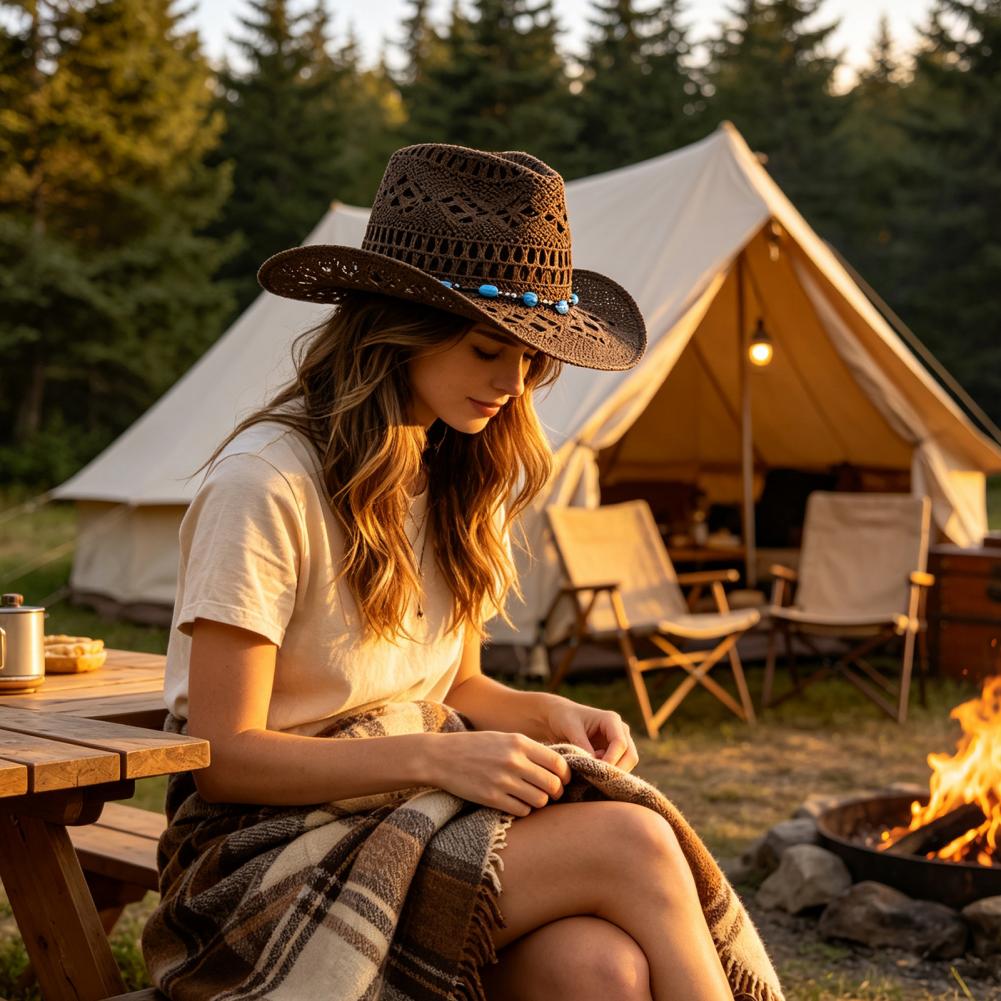 หมวกคาวบอยปีกกว้าง หมวกทำสวนที - Cowboy Hat Straw บทวิจารณ์และราคา