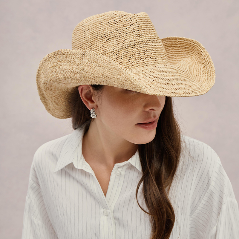 หมวกฟางราฟเฟียพรีเมียม หมวกคาว - Cowboy Hat Straw บทวิจารณ์และราคา