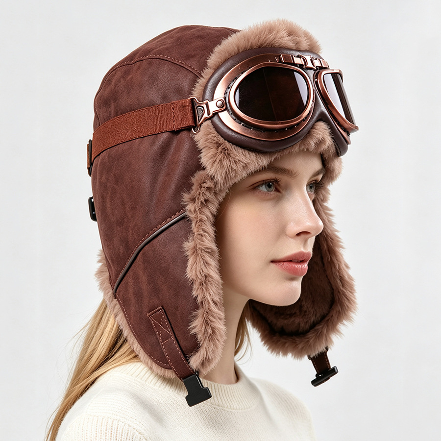 หมวกนักบินวินเทจพร้อมแว่นตา หม - Winter Trapper Hat บทวิจารณ์และราคา